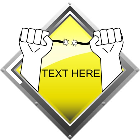 logo for electricians represented by two bare hands that join two electric cables and emerge from a rhombus shapeのイラスト素材