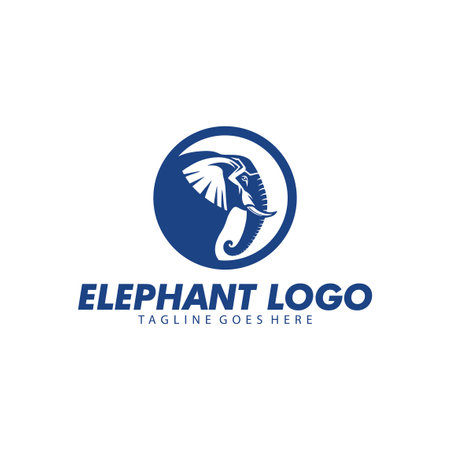 Elephant logo design concept template. Elephant logo template vector icon illustrationのイラスト素材