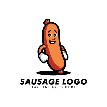 Sausage logo template. Sausage vector mascot  icon illustration.のイラスト素材
