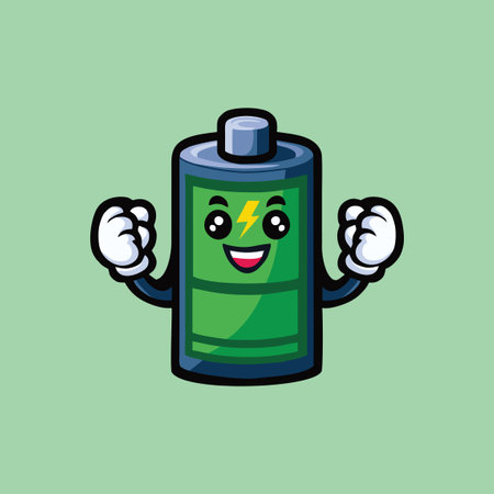 battery power character vector illustration design. battery power cartoon character conceptのイラスト素材