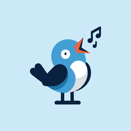 cute bird with music note, vector illustration in flat design styleのイラスト素材