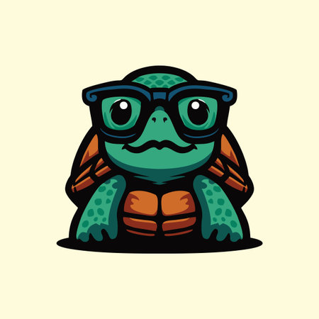 turtle with glasses vector illustration on a light background. Cartoon styleのイラスト素材