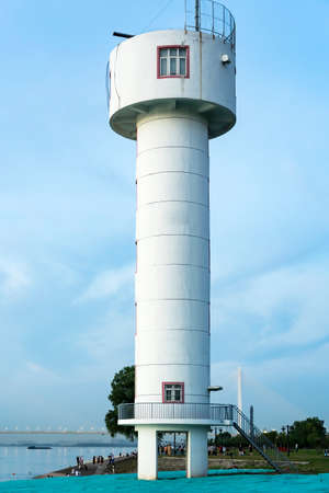 Tower on the shore of Yangtze River in Wuhan Chinaの写真素材