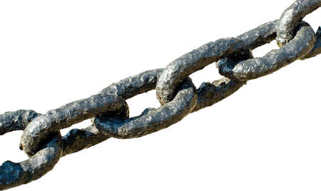 Grunge chain on the clean white background
