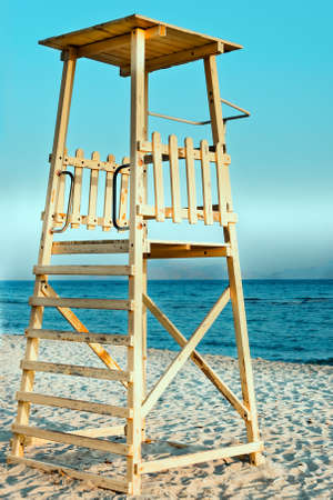 Observation and rescue tower on the beachの写真素材