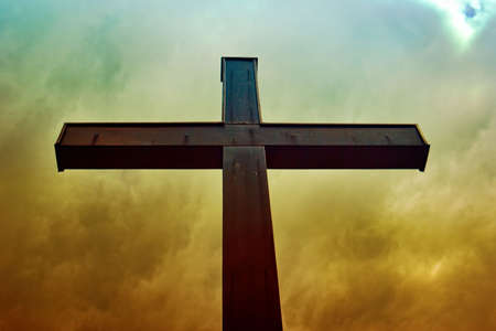 Cross over cloudy sky hdrの写真素材