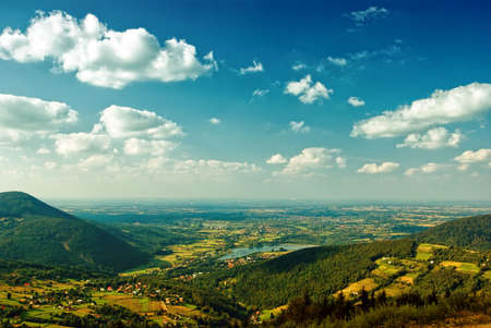 View from mountain in Beskid Zywiecki, Polandの写真素材