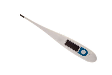 Electronic thermometer on the white backgroundの写真素材
