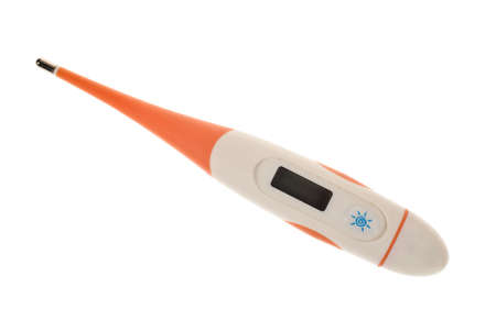 Electronic thermometer on the white backgroundの写真素材