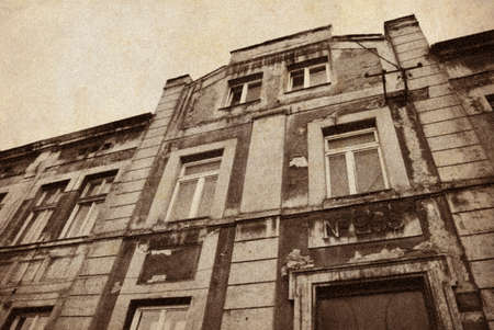 Apartment house - retro stylized photoの写真素材