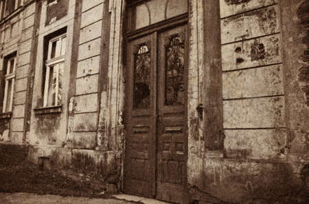 Apartment house - retro stylized photoの写真素材