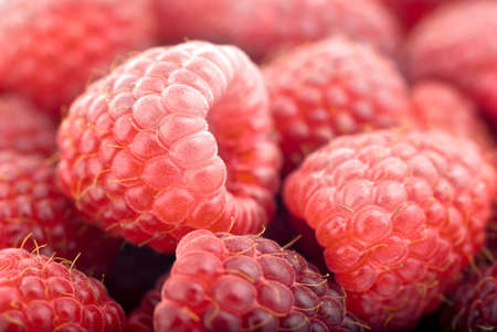 Ripe raspberries close up detail shot