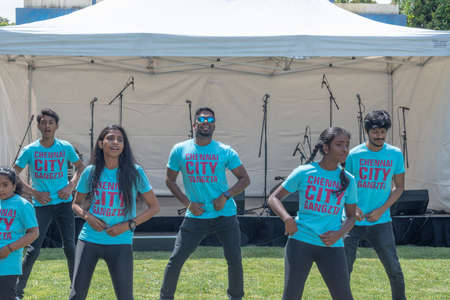 Young Indian dancers doing their routine at the Sandringham Street Festivalのeditorial素材