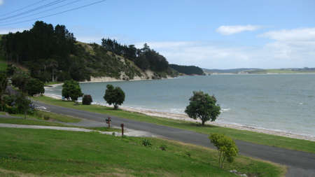 Landscape and seascape on a bright sunny dayの写真素材