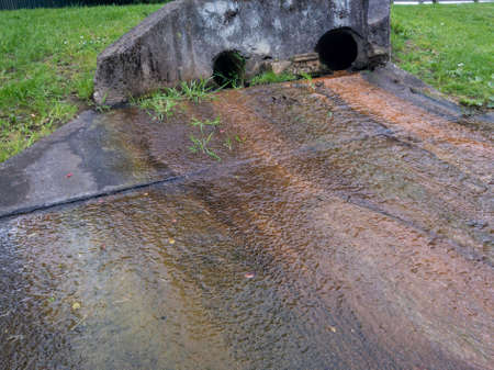 Fungus stained stormwater drainの写真素材