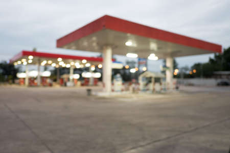 Gas Station blur Close to nightの写真素材