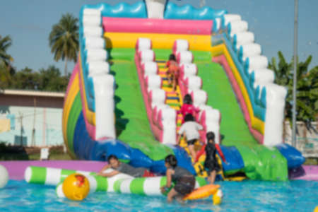 Large inflatable pool blurの写真素材