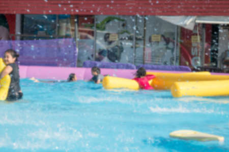 Large inflatable pool blurの写真素材