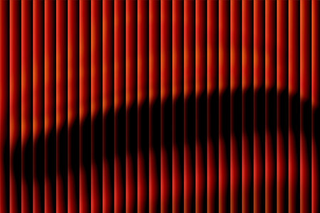 A striking abstract image showcasing vertical red and black lines with shadow interplay, creating depth and movement. The vibrant color contrast emphasizes contemporary design elements suitable for artistic, modern, or graphic applications.の写真素材
