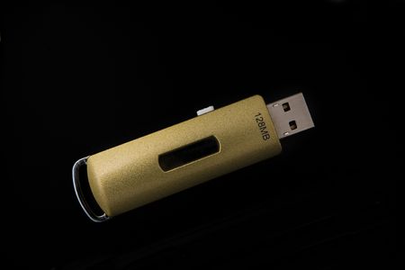 Close up view of usb flash drive on black backの写真素材