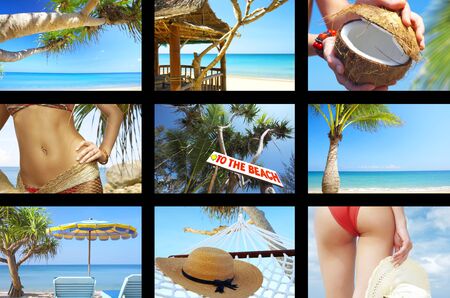 summertime theme photo collage composed of few imagesの写真素材