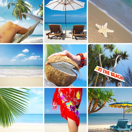 summertime theme photo collage composed of few imagesの写真素材