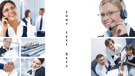 Business  theme collage composed of different imagesの写真素材