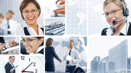Business  theme collage composed of different imagesの写真素材