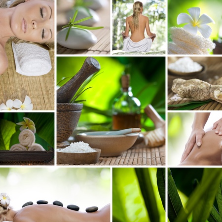 Spa theme collage composed of different imagesの写真素材