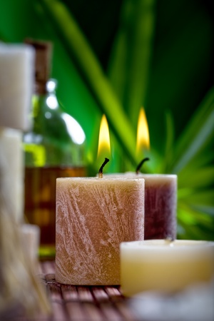 Close up view of spa theme objects on natural backgroundの写真素材