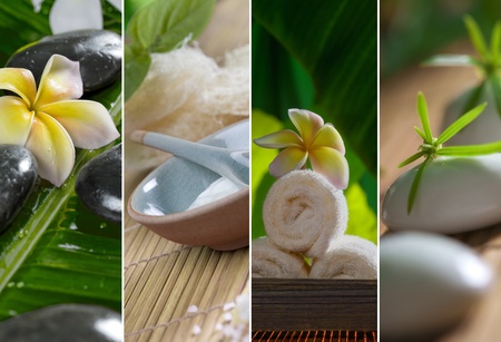 Close up view of spa theme objects on natural backgroundの写真素材