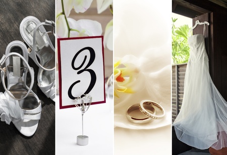 wedding theme collage composed of different imagesの写真素材