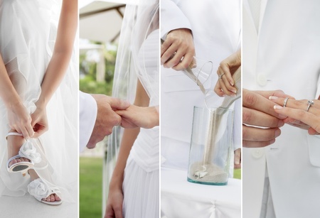 wedding theme collage composed of different imagesの写真素材