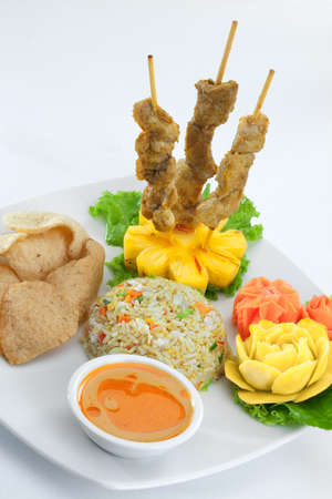 close up view of nice fresh meal on white backの写真素材