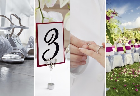 wedding theme collage composed of different imagesの写真素材