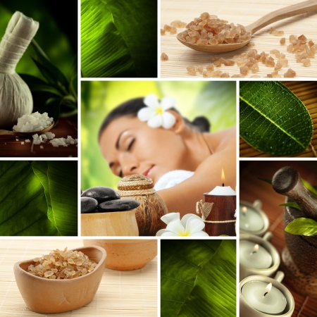 portrait of young beautiful woman in spa environmentの写真素材