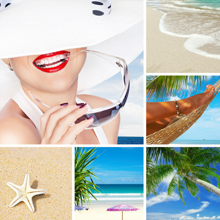 summer beach theme collage composed of a few imagesの写真素材