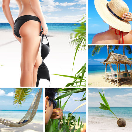 summer beach theme collage composed of a few imagesの写真素材