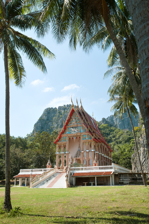 panoramic view of nice ancient Buddhist thai templeの写真素材