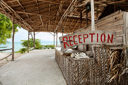 view of nice tropic reggie style  beach  bungalow receptionの写真素材