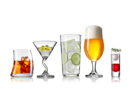 collection of different style of the glasses on white backの写真素材