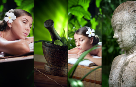 spa theme collage composed of different imagesの写真素材