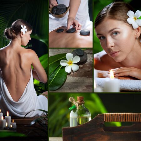 spa theme collage composed of different imagesの写真素材