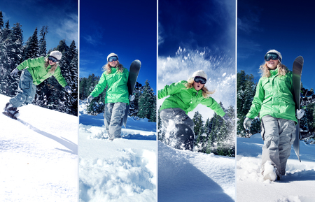 snowboarder theme collage composed of a few different imagesの写真素材