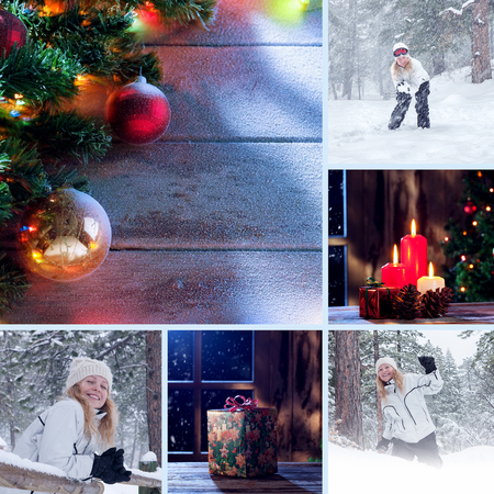 merry christmas and new year theme collage composed of different imagesの写真素材