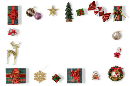 close up view of nice christmas theme objects  on white backの写真素材