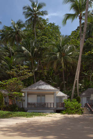 View of nice summer hut in tropic environmentの写真素材