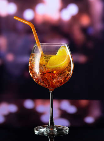 close up view of cocktail on color backの写真素材