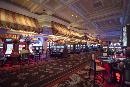 LAS VEGAS, USA â May 16, 2014: Slot machines inside the casinoの写真素材