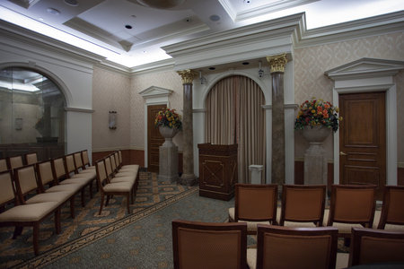 view of nice wedding ceremony hall interiorの写真素材
